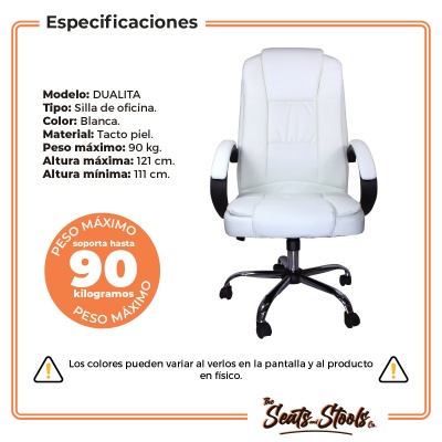 Silla De Oficina Ejecutiva Moderna Dualita Blanca 