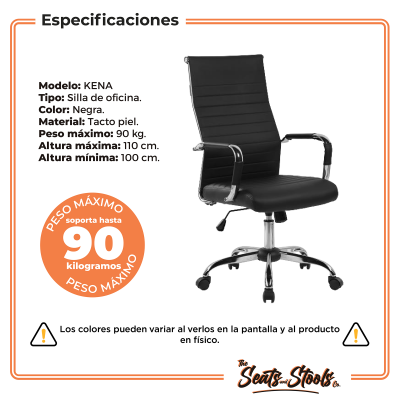 Silla Oficina Ejecutiva Moderna Giratoria Cromada Negra