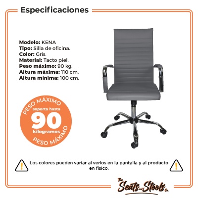 Silla Oficina Ejecutiva Moderna Giratoria Cromada Gris